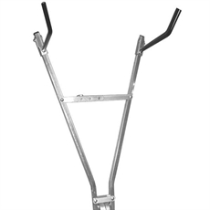 Metallcykelställ för två cyklar, Y-formad med två utsträckta armar, kompakt design.